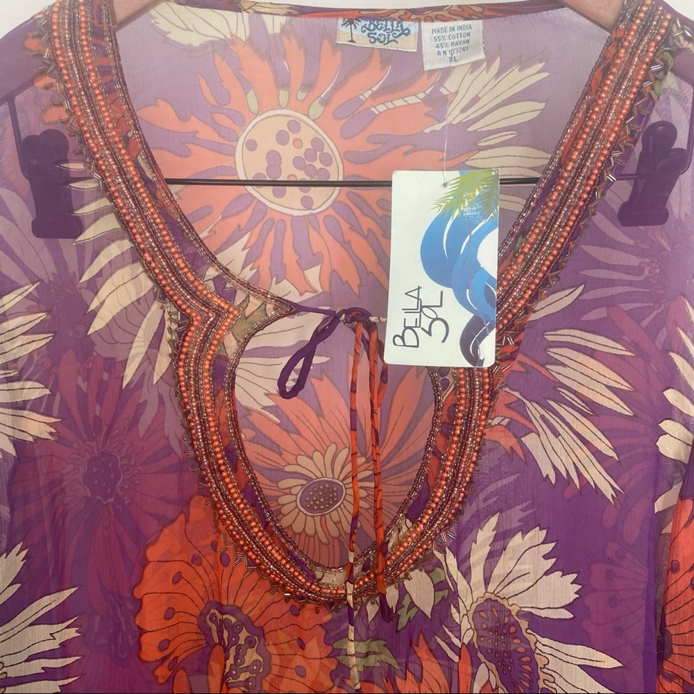 Bela Sol colorful tunic with bead details - Picture 4 of 6